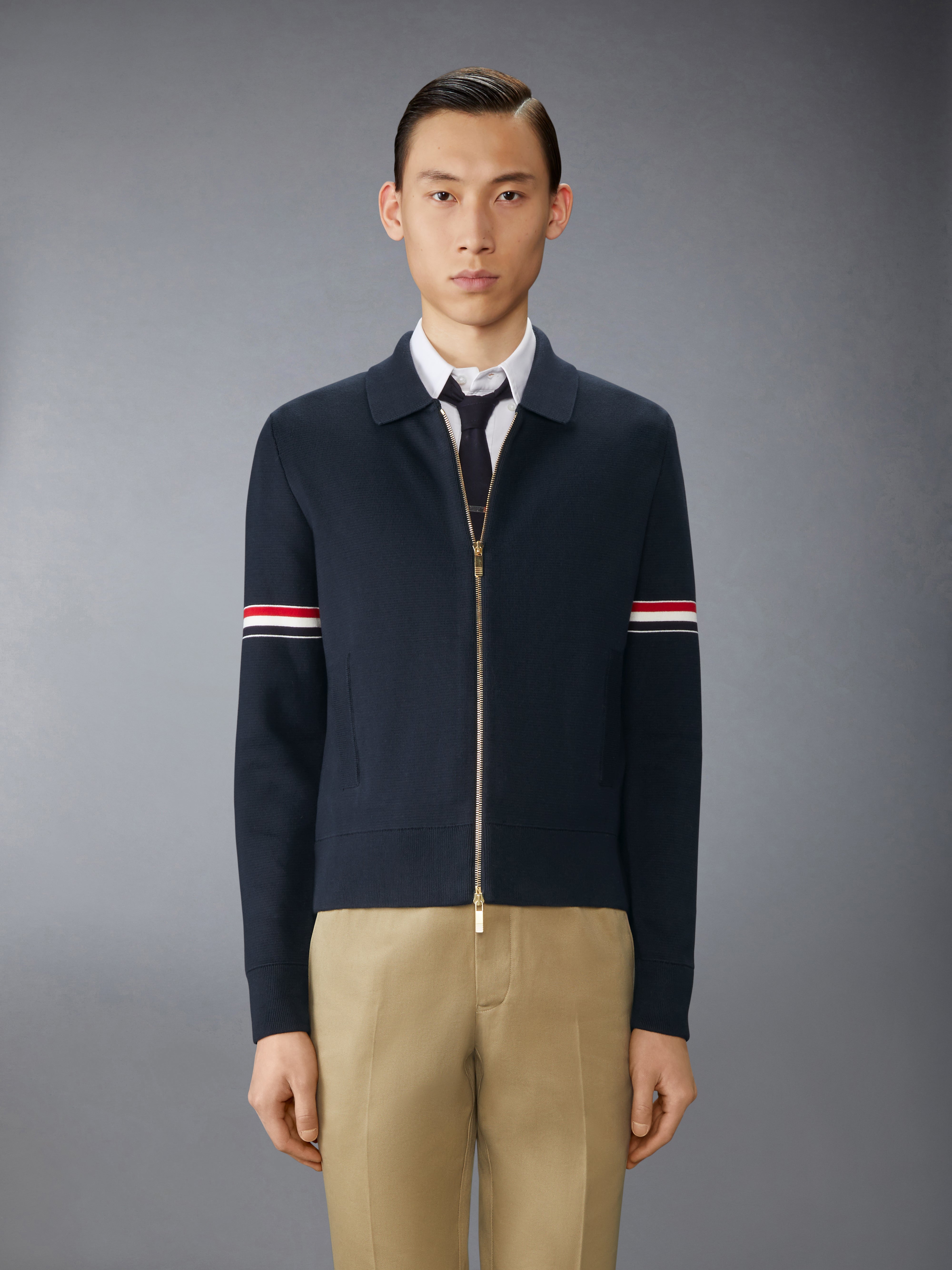 ジャケット THOM BROWNE JACKET (FBC788TF0512 035) コットン ミラノリブ アームバンド ボンバージャケット | Thom