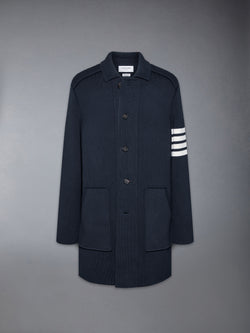 COTTON CASHMERE INTERLOCK 4-BAR POLO COLLAR OVERCOAT