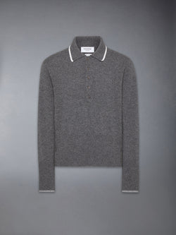 BROWNE 65 JERSEY INTARSIA CASHMERE LONG SLEEVE POLO