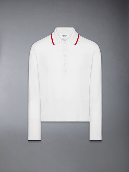 BROWNE 65 JERSEY INTARSIA CASHMERE LONG SLEEVE POLO