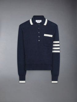 TEXTURED STITCH 4-BAR RELAXED LONG SLEEVE POLO