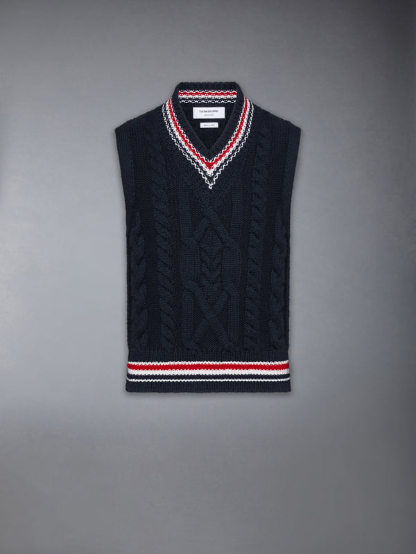 ARAN CABLE STITCH MERINO WOOL VEST - featured image