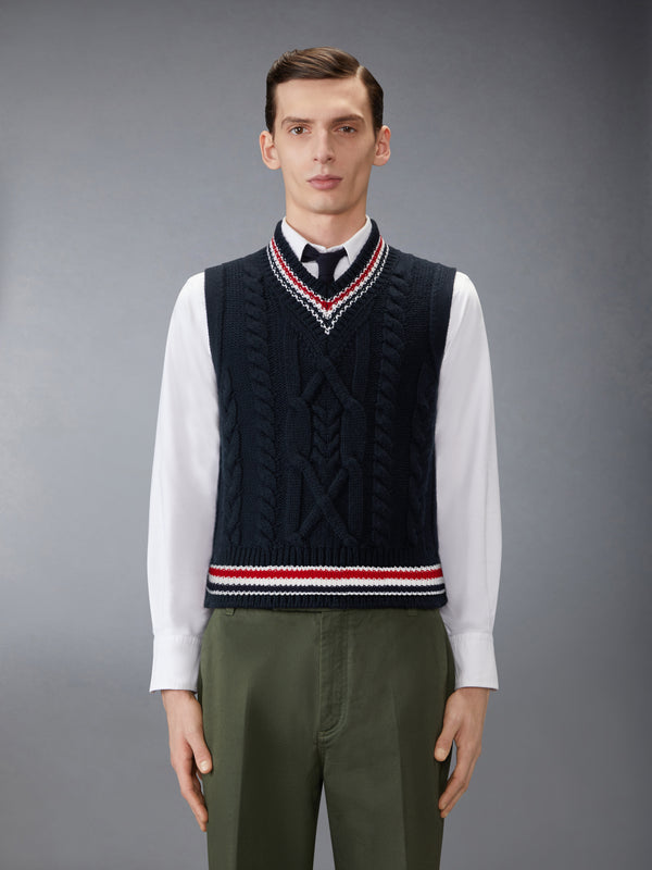 ARAN CABLE STITCH MERINO WOOL VEST - image 1