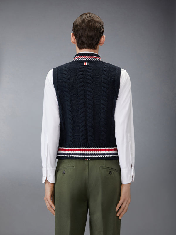 ARAN CABLE STITCH MERINO WOOL VEST - image 2