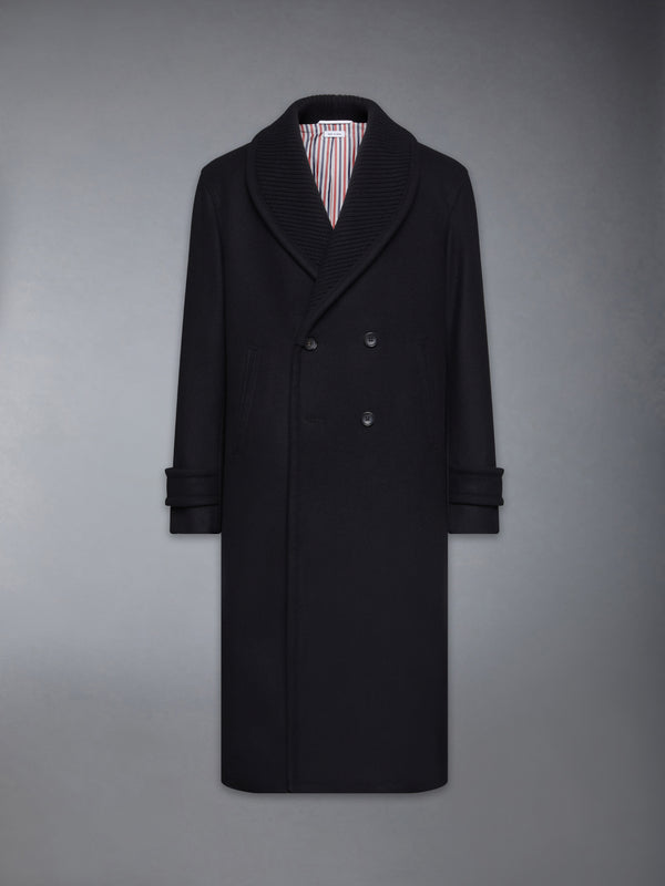KNIT SHAWL COLLAR MELTON OVERCOAT - featured image