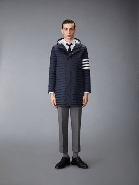 MATTE NYLON DOWN FILL QUILTED 4-BAR COAT