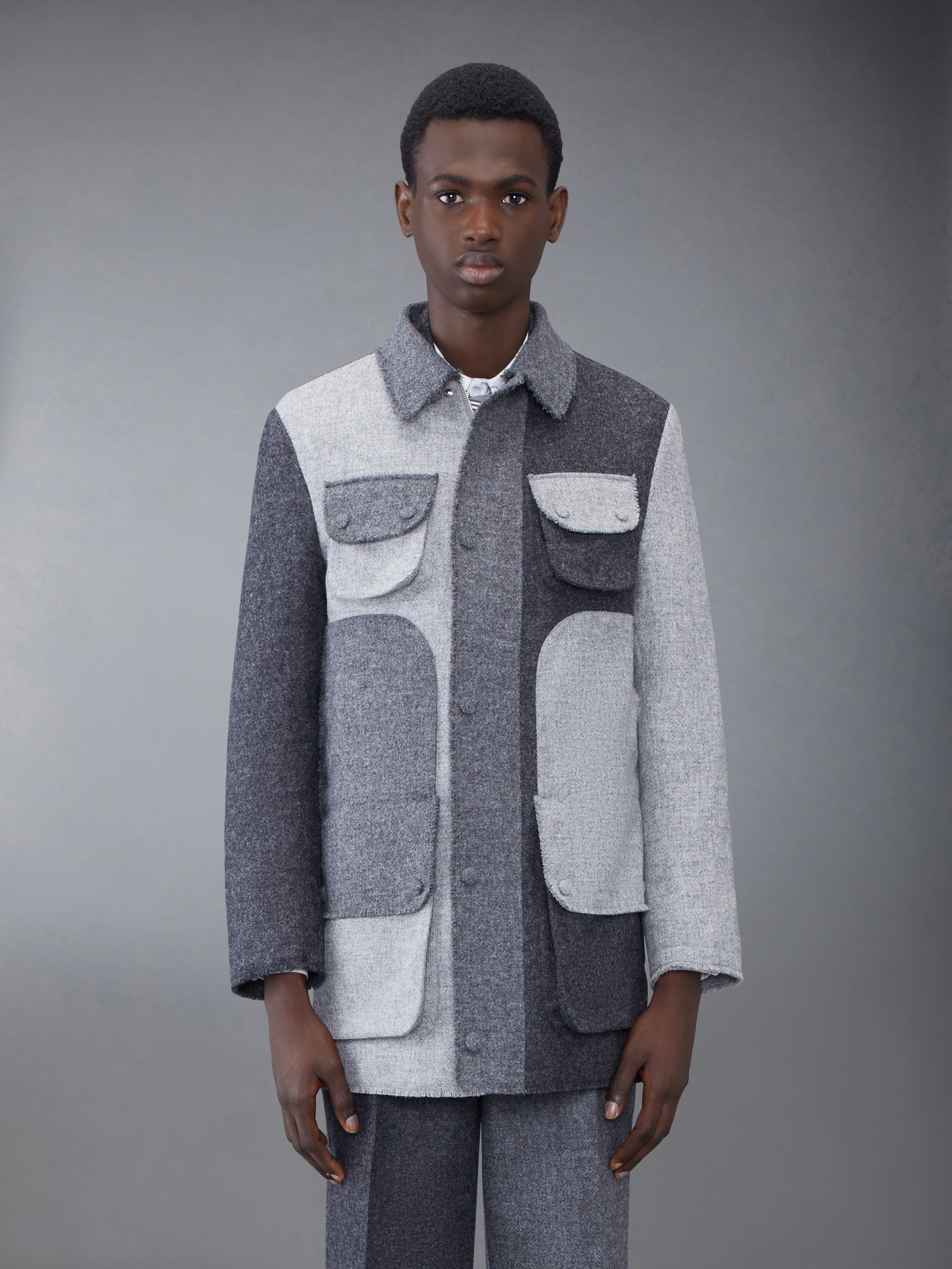 Fun-Mix Shetland Frayed Field Jacket | Thom Browne