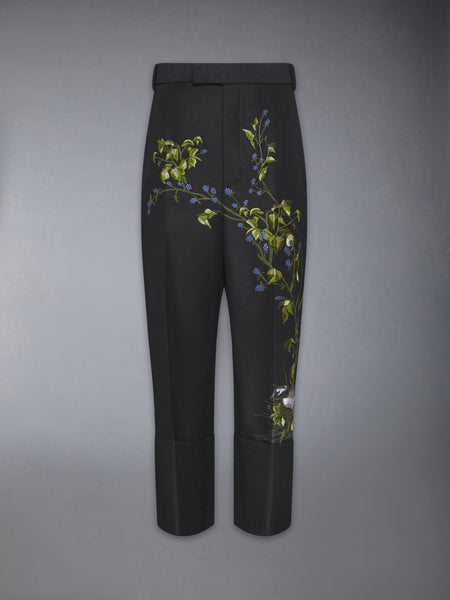 GOOSE SCENIC SATIN STITCH WOOL CHINO TROUSERS