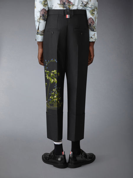 GOOSE SCENIC SATIN STITCH WOOL CHINO TROUSERS