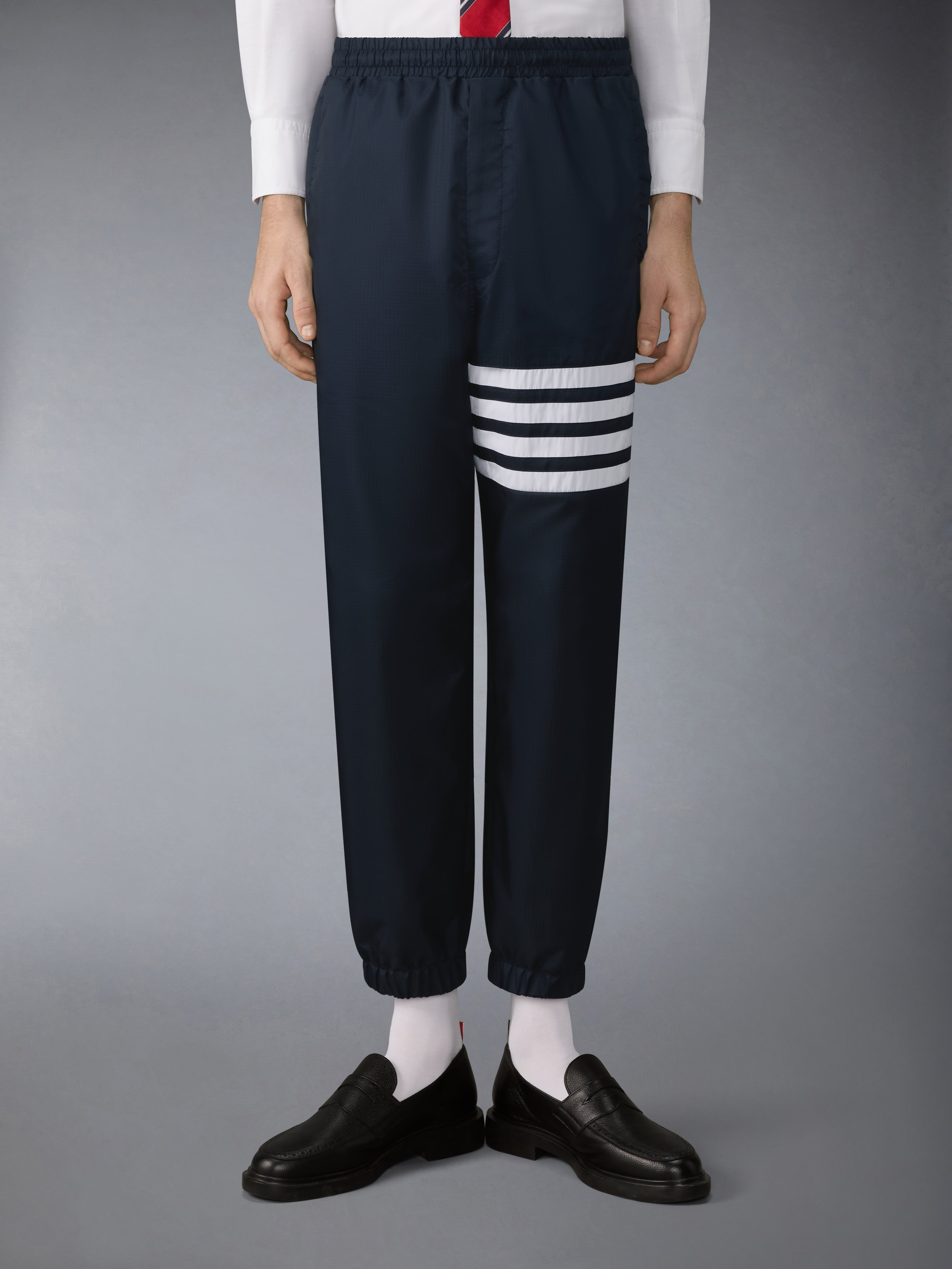 シャイニー リップ ストップ 4-BAR トラックパンツ | Thom Browne