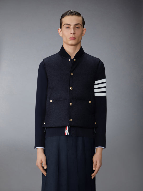 DOWNFILLED SNAP FRONT VEST W/ TONAL GROSGRAIN IN WOOL FLANNEL - image 1