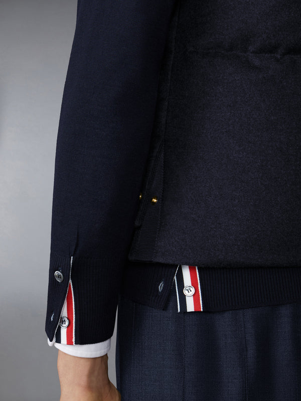 DOWNFILLED SNAP FRONT VEST W/ TONAL GROSGRAIN IN WOOL FLANNEL - image 4