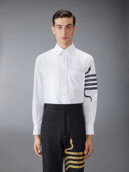 Straight Fit L/S Bd Shirt W/Radial Cornelly And Satin Stitch Snake 