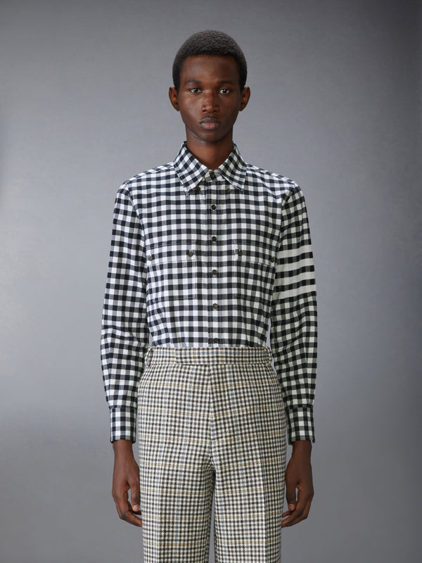 GINGHAM CHECK FLANNEL 4-BAR UTILITY SHIRT - image 1