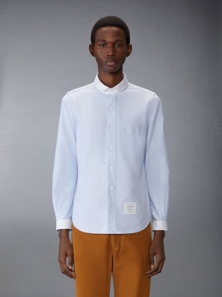 PINSTRIPE OXFORD SHAWL COLLAR SHIRT