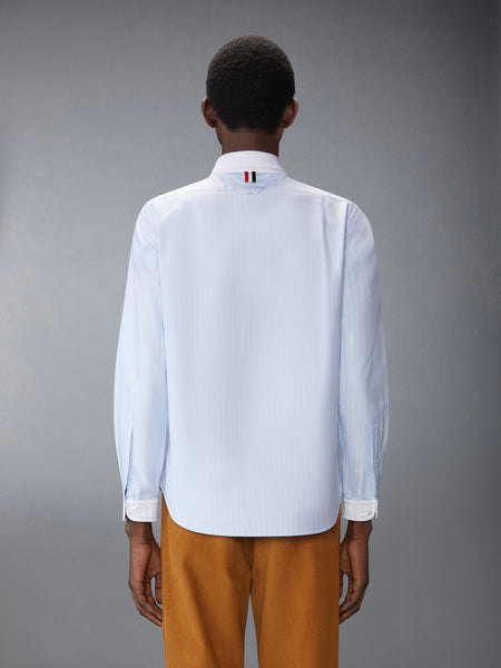 PINSTRIPE OXFORD SHAWL COLLAR SHIRT