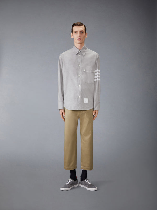 우븐 플란넬 4-바 오버사이즈 셔츠 - image 3