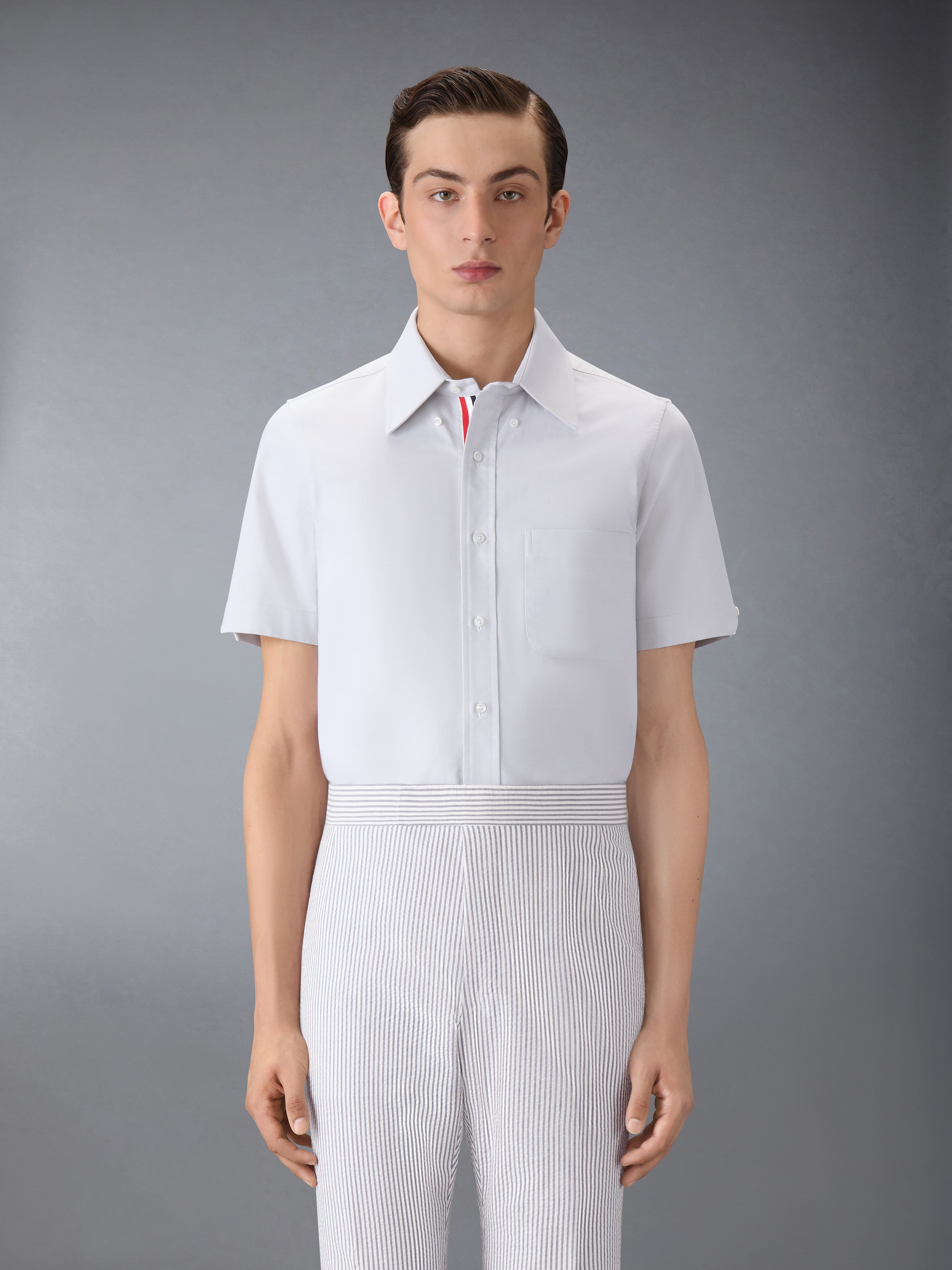 THOM BROWNE 半袖ニットトップス ホワイト/グレー ウィメンズ トップス&シャツ | Thom Browne
