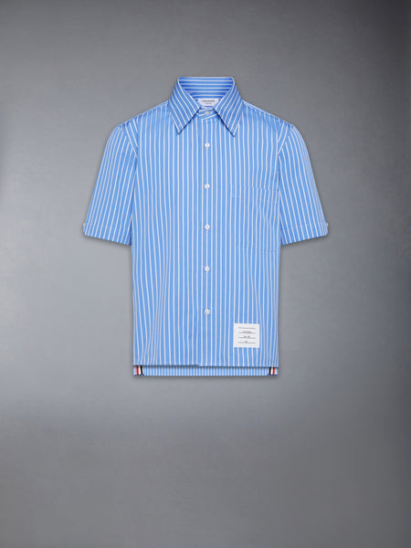 ピンストライプ ポプリン 半袖シャツ