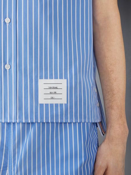 ピンストライプ ポプリン 半袖シャツ