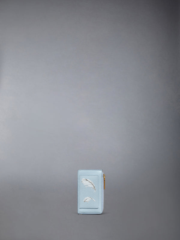 FEATHER PRINT PEBBLE GRAIN COIN CARD HOLDER - image 2