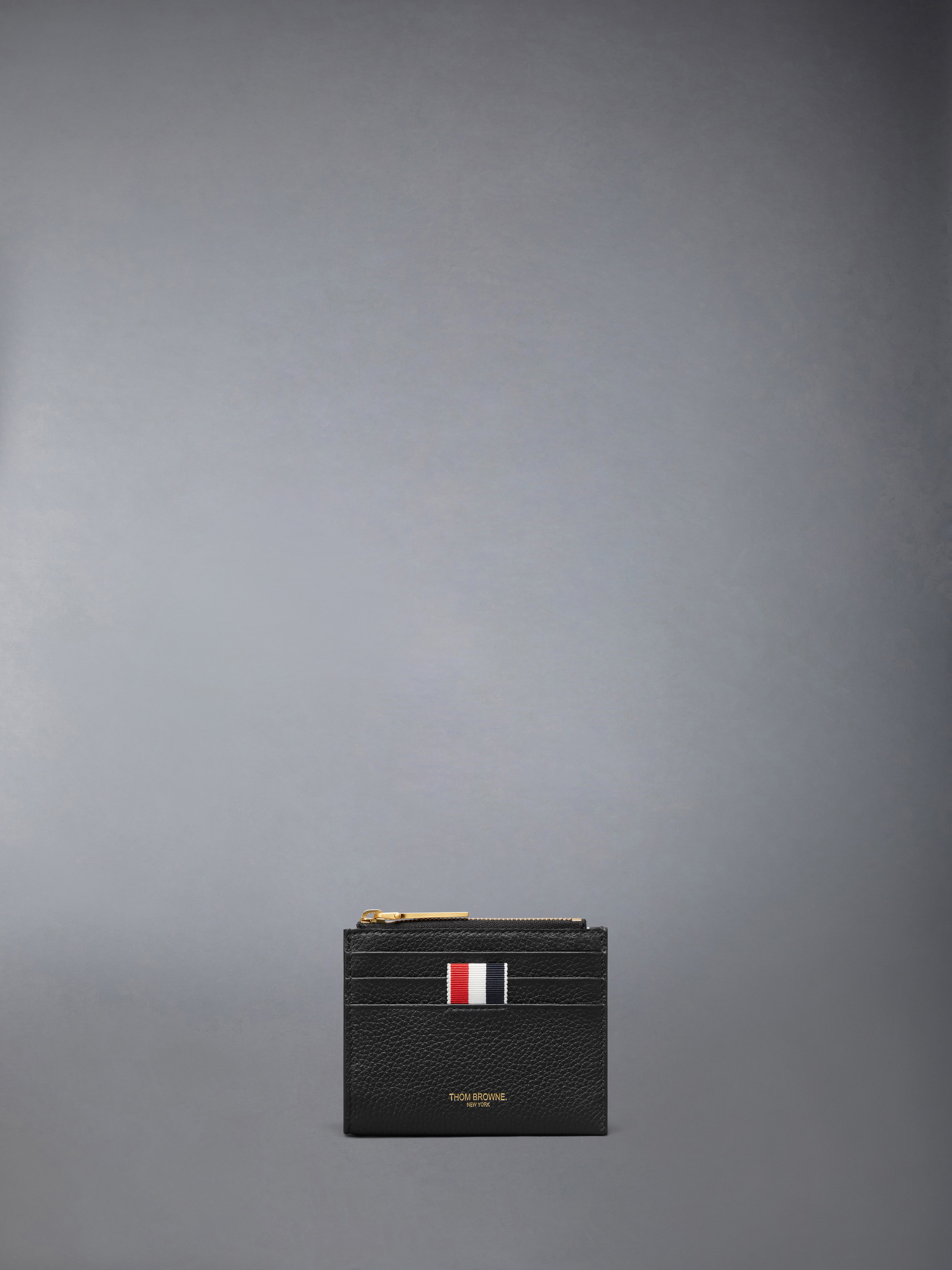 Soft Pebble Grain Zip Top Card Holder | Thom Browne