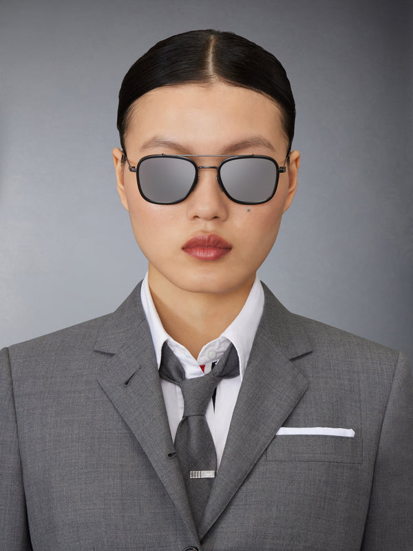 ACETATE AND TITANIUM RECTANGULAR AVIATOR SUNGLASSES - image 2