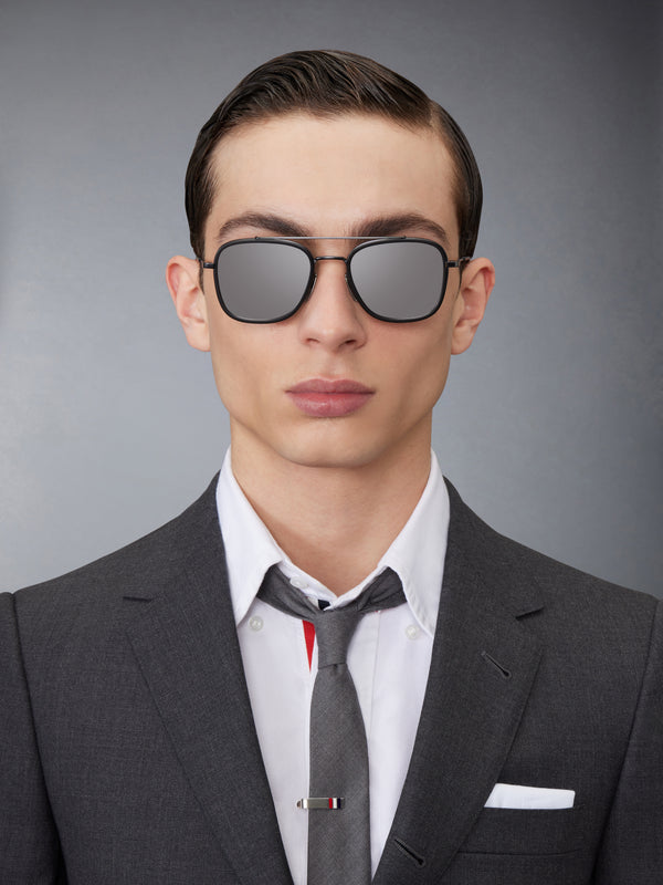 ACETATE AND TITANIUM RECTANGULAR AVIATOR SUNGLASSES - image 3