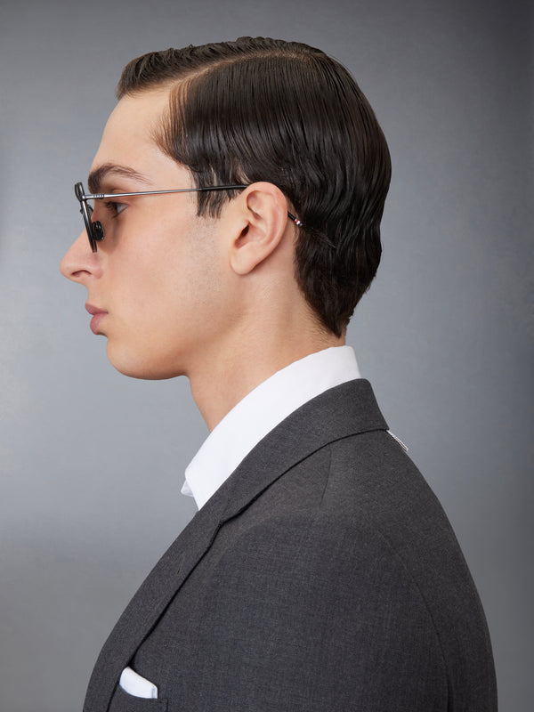 ACETATE AND TITANIUM RECTANGULAR AVIATOR SUNGLASSES - image 5