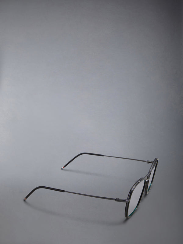 ACETATE AND TITANIUM RECTANGULAR AVIATOR SUNGLASSES - image 6