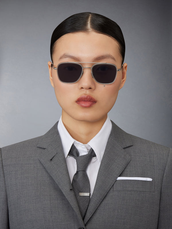ACETATE AND TITANIUM RECTANGULAR AVIATOR SUNGLASSES - image 2