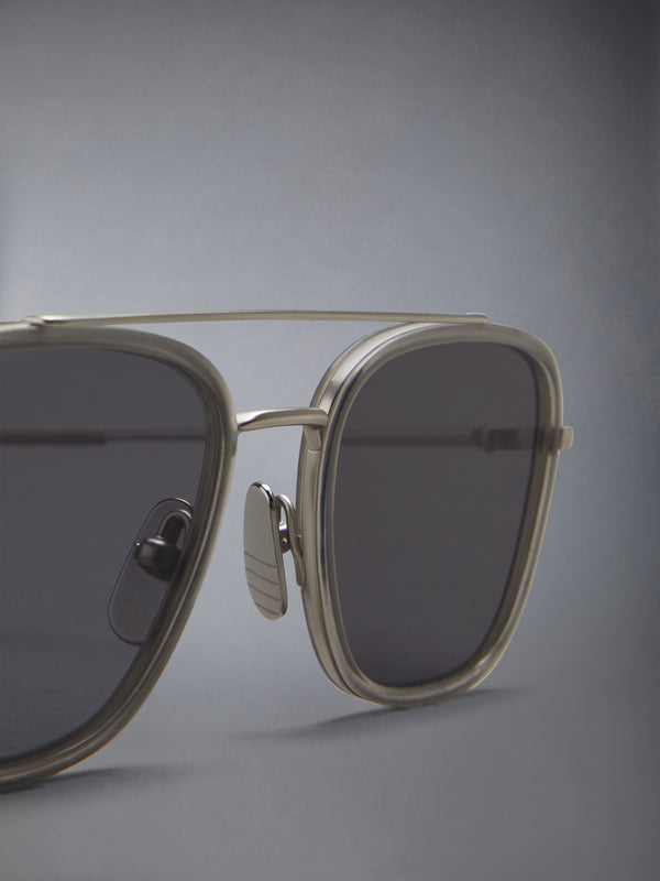 ACETATE AND TITANIUM RECTANGULAR AVIATOR SUNGLASSES - image 7