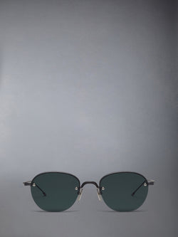 TITANIUM SEMI RIMLESS OVAL SUNGLASSES