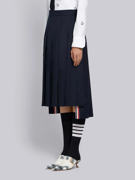SCHOOL UNIFORM PLAIN WEAVE CLASSIC MIDI PLEATED SKIRT NAVY