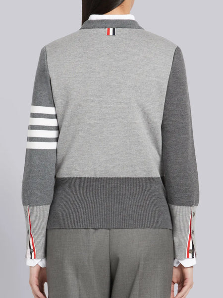 FUNMIX FINE MERINO WOOL MILANO STITCH 4-BAR CLASSIC CREW NECK PULLOVER TONAL GREY