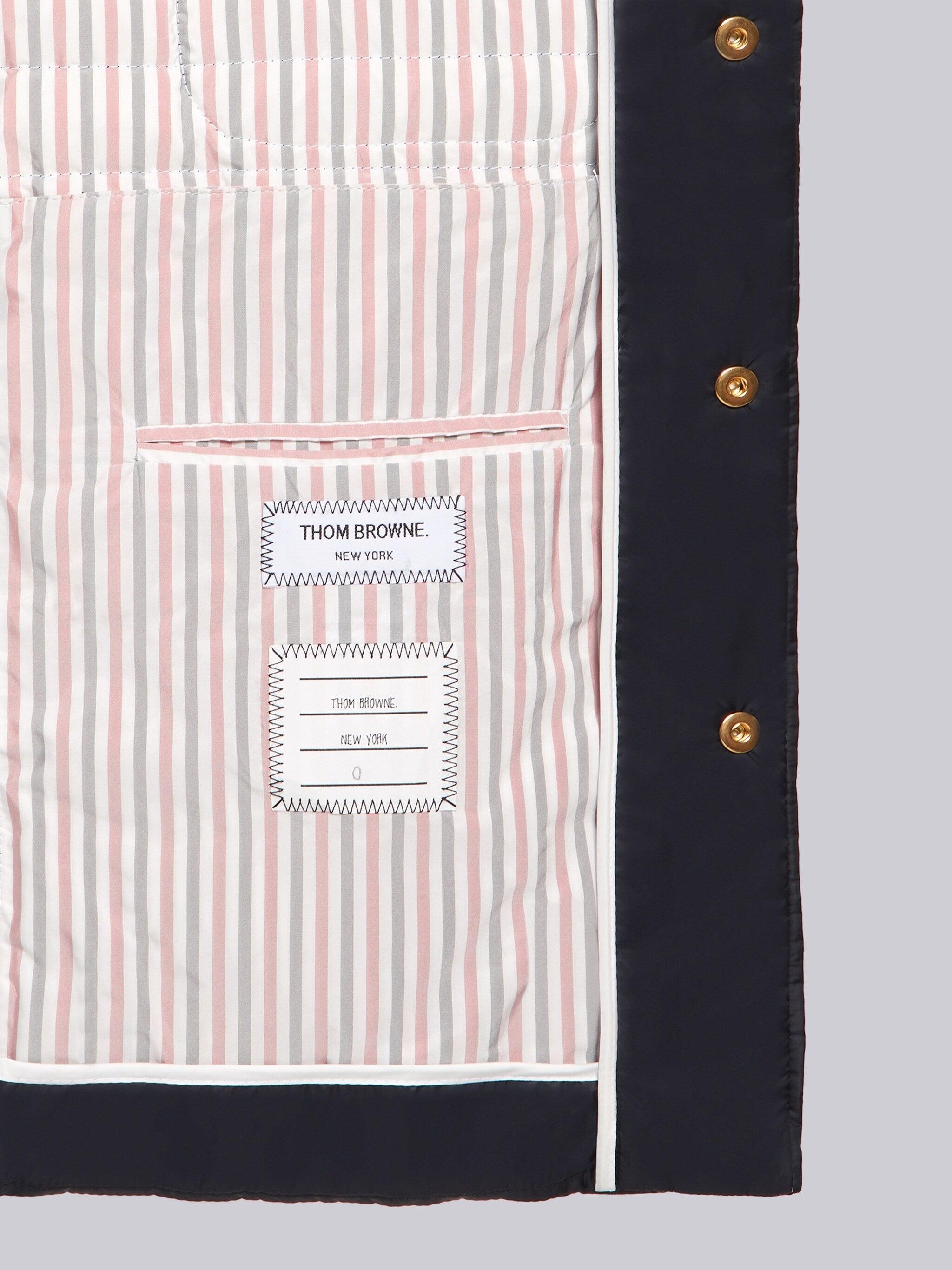 【関税込み】Thom Browne ネイビー 4-Bar テーラードジャケット Navy Down Fill 4 Bar Shirt Jacket | Thom Browne