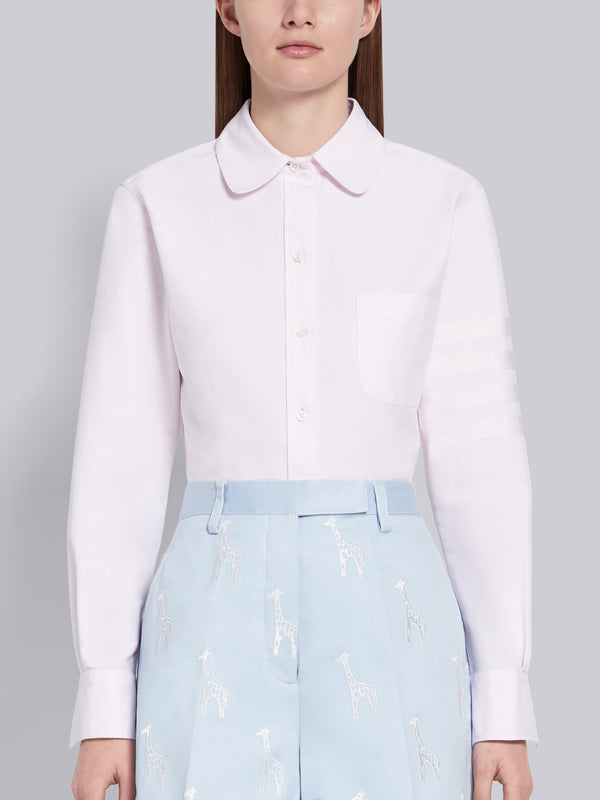 SUPIMA COTTON OXFORD SATIN WEAVE 4-BAR LONG SLEEVE ROUND COLLAR SHIRT - featured image