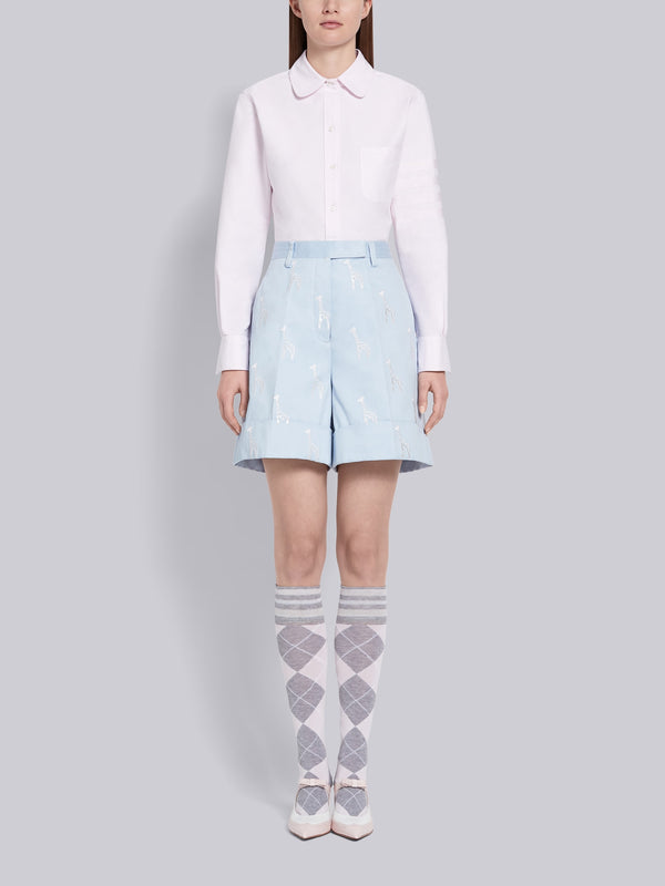 SUPIMA COTTON OXFORD SATIN WEAVE 4-BAR LONG SLEEVE ROUND COLLAR SHIRT - image 5