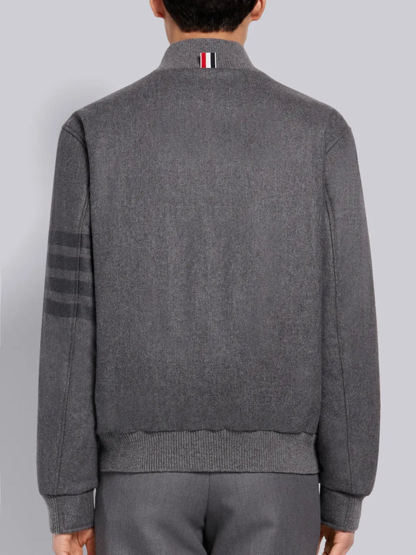 Medium Grey Tech Down Wool Flannel Tonal 4-Bar Relaxed Blouson Jacket - image 2