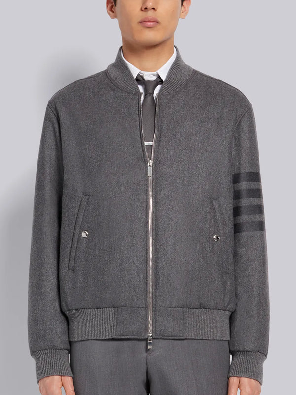 Medium Grey Tech Down Wool Flannel Tonal 4-Bar Relaxed Blouson Jacket - featured image