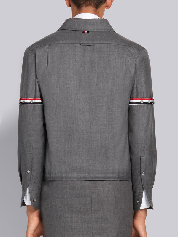 Medium Grey Super 120s Wool Twill Armband Zip-up Shirt Jacket - image 2