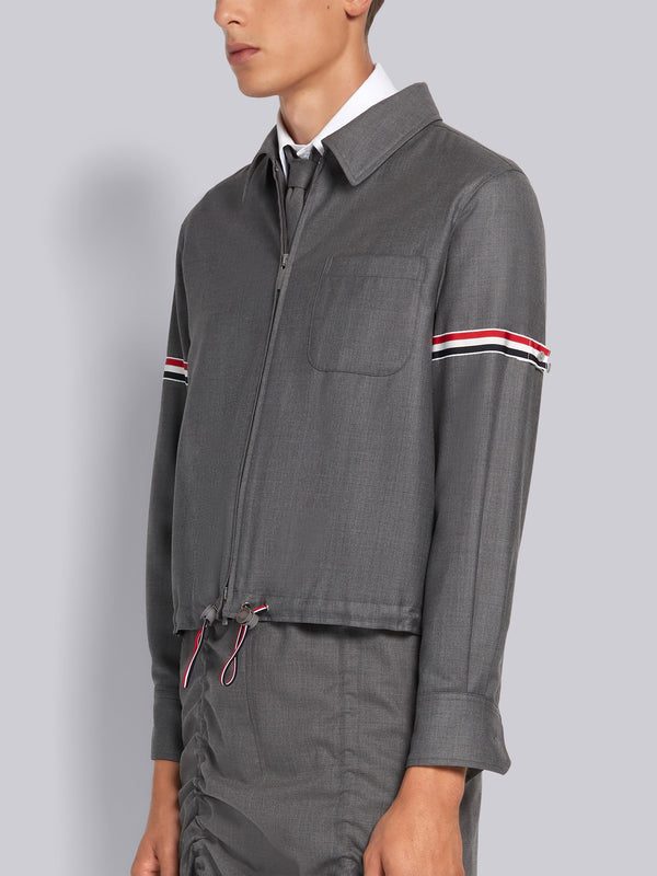 Medium Grey Super 120s Wool Twill Armband Zip-up Shirt Jacket - image 4