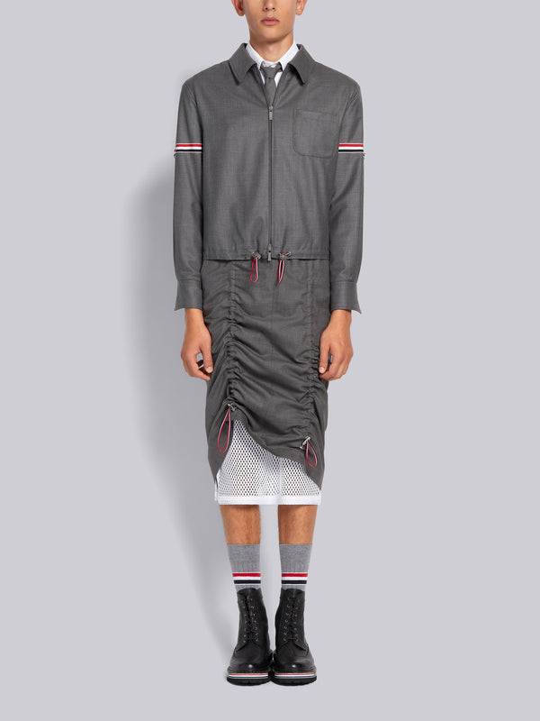Medium Grey Super 120s Wool Twill Armband Zip-up Shirt Jacket - image 5