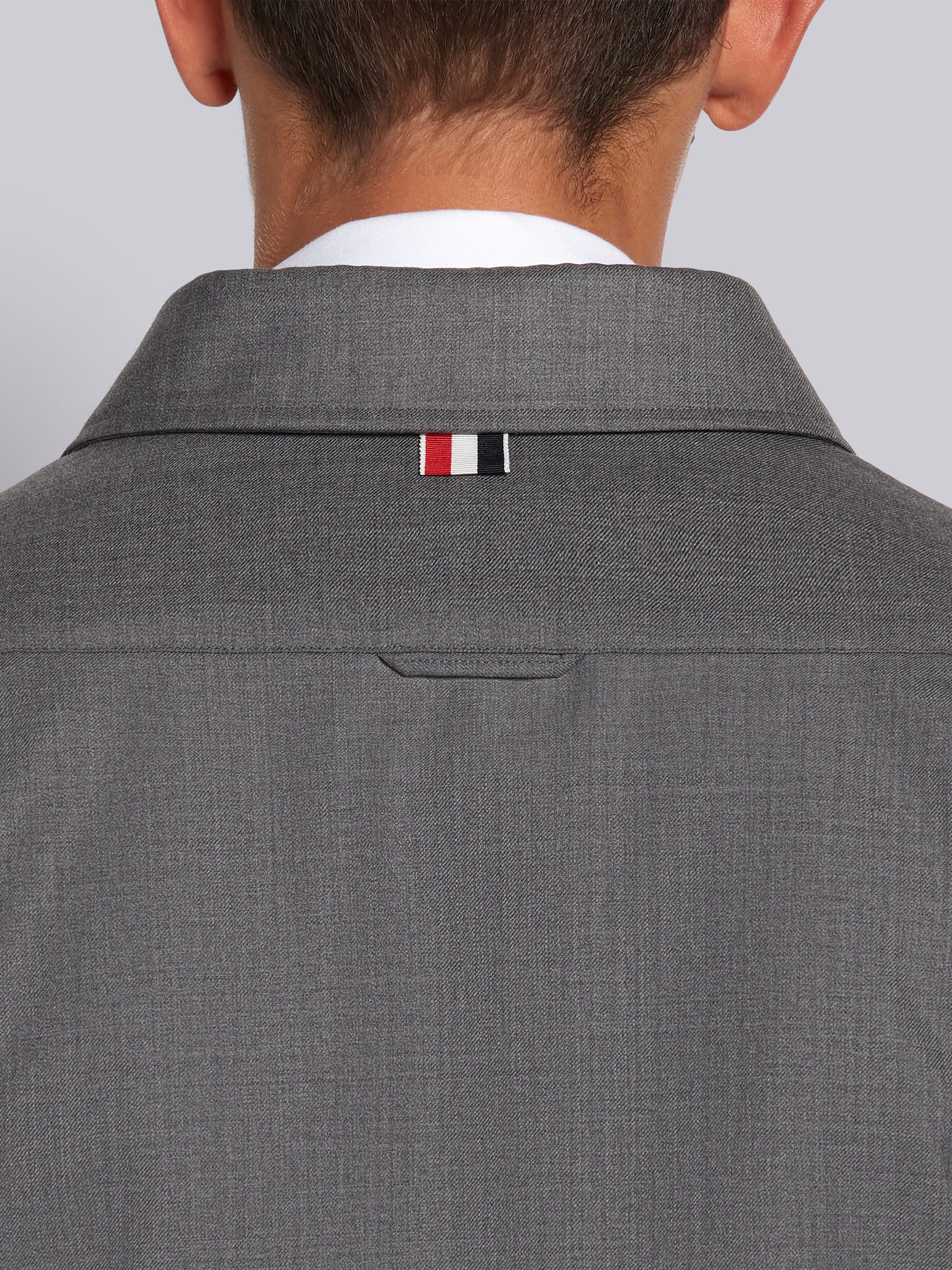 Medium Grey Super 120s Wool Twill Armband Zip Up Shirt