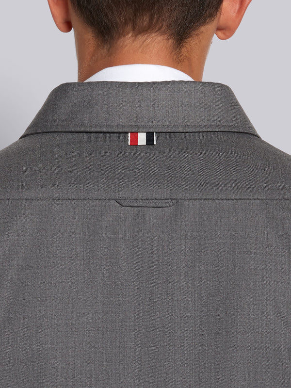 Medium Grey Super 120s Wool Twill Armband Zip-up Shirt Jacket - image 6