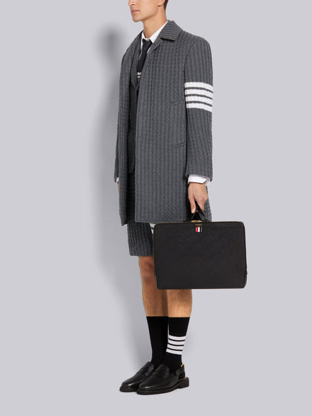 PEBBLE GRAIN LEATHER DOCUMENT HOLDER DARK GREY