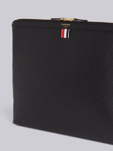 PEBBLE GRAIN LEATHER DOCUMENT HOLDER DARK GREY