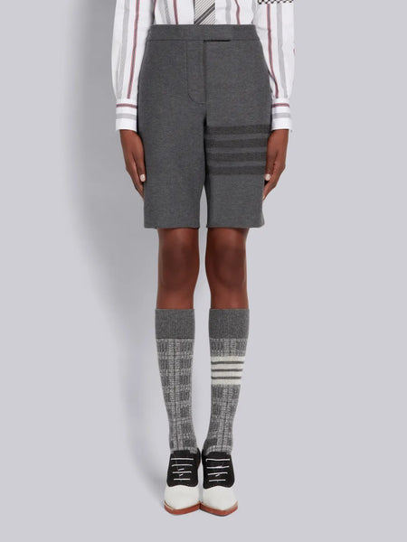DOUBLE FACE TECH TWILL 4-BAR BERMUDA SHORTS MED GREY