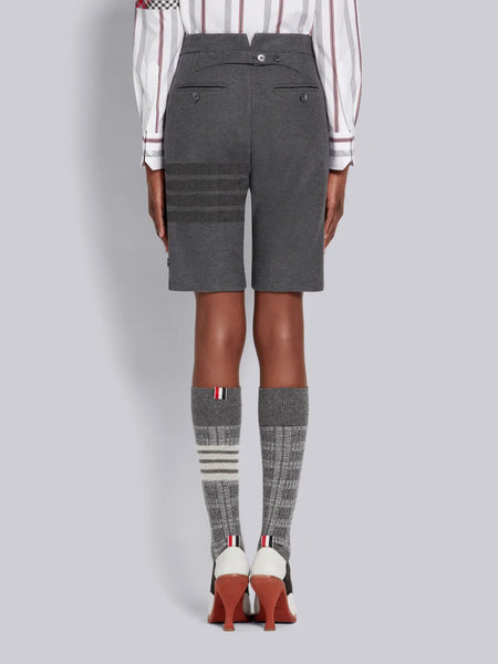DOUBLE FACE TECH TWILL 4-BAR BERMUDA SHORTS MED GREY