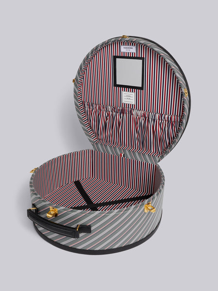 HAT BOX WITH LEATHER FRAME IN MONOGRAM COATED CANVAS - L50, H48, W21 MED GREY O/S MED GREY